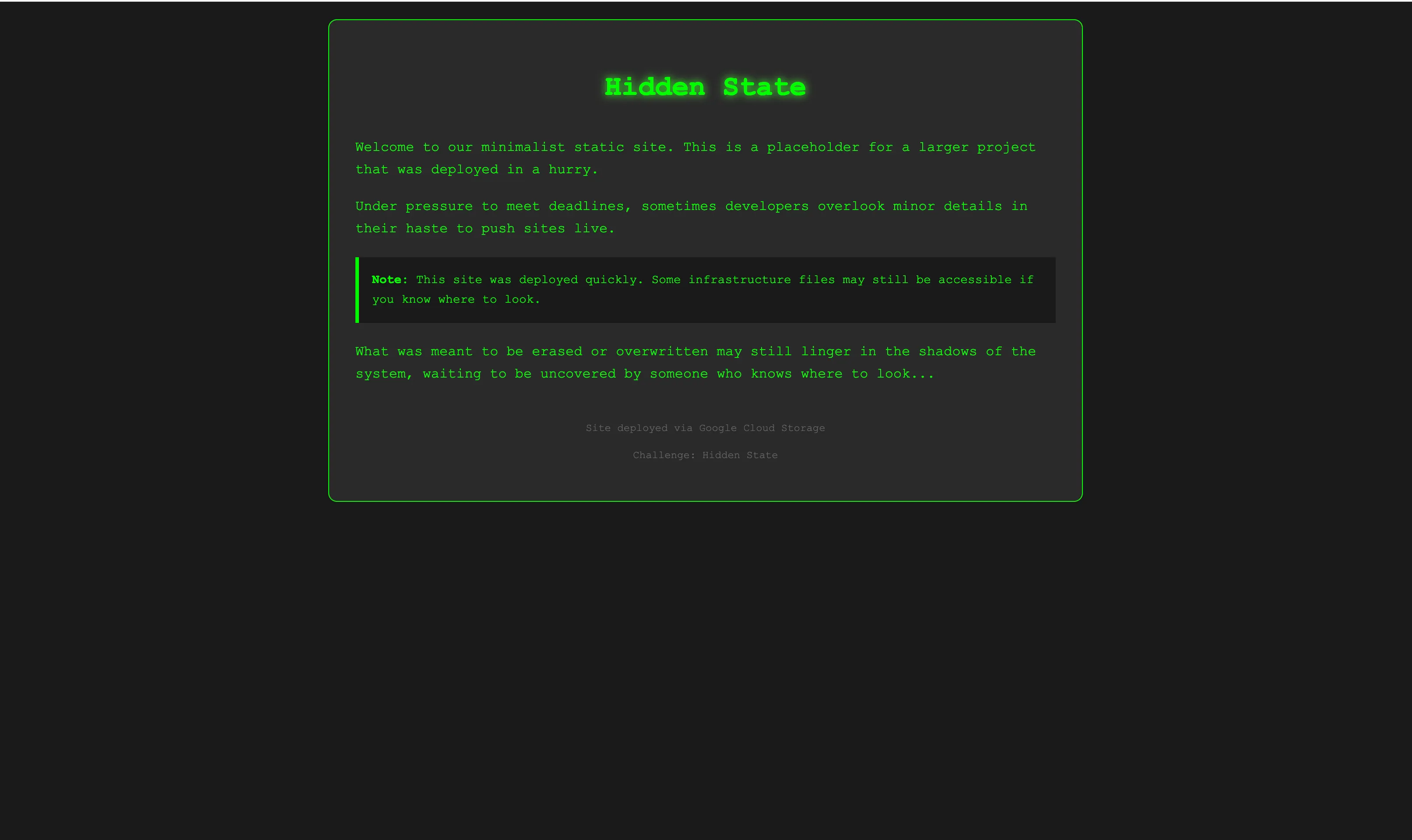 Hidden State Web Page